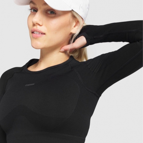 Gym Shark Flex Sports Long Sleeve Crop Top Black/Charcoal
Women's size M - Picture 6 of 11